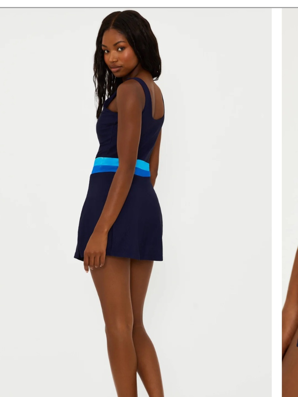 Beach Riot Navy Mini Dress with Aqua & Cyan Waistband - Picture 2 of 7